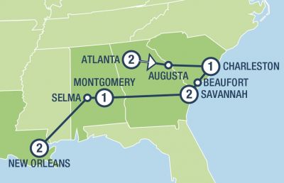Map showing the Tour regions